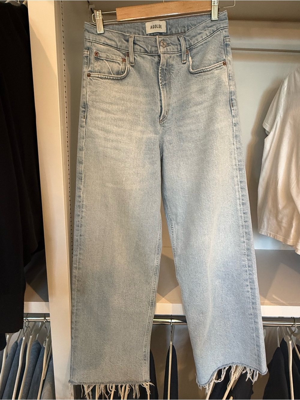 Agolde Light Blue High-Rise Cropped Wide-Leg Jeans - Picture 4 of 7